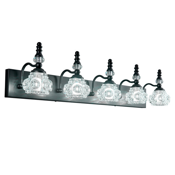 Rosdorf Park Modern Crystal Bathroom Vanity Light Black Vintage